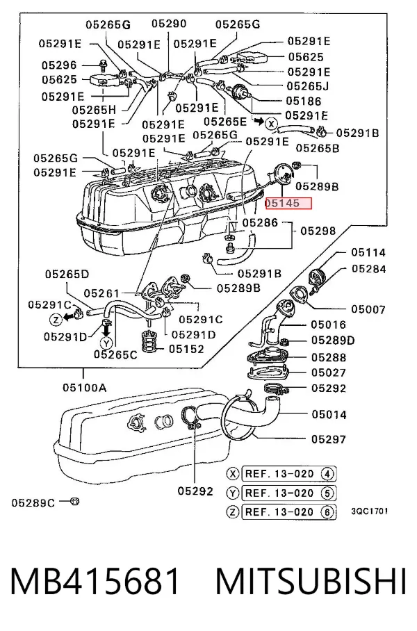 Sensor do nível de combustível no tanque Mitsubishi L 200 II