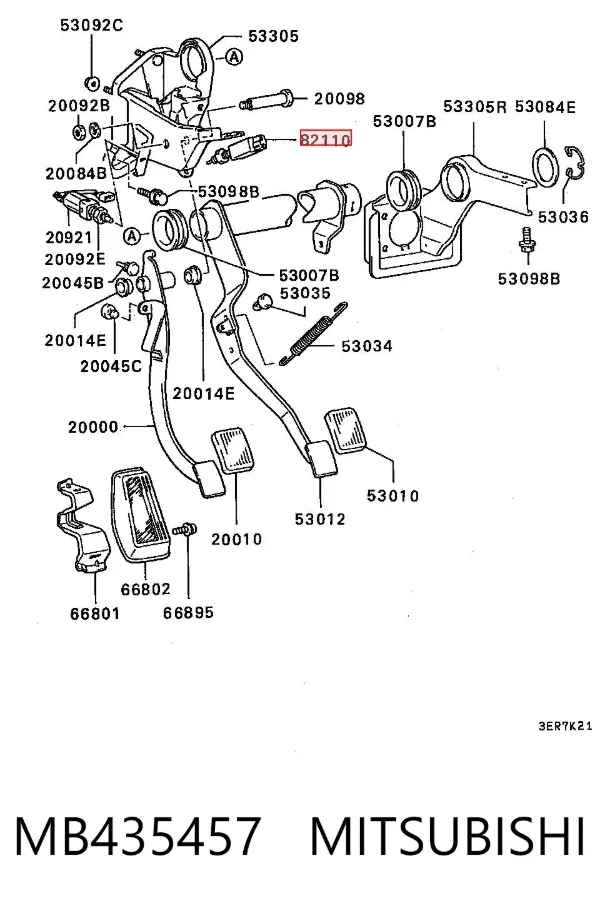 Sensor de ativação do sinal de parada MB435457 Mitsubishi