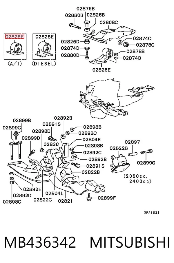 Coxim (suporte) traseiro de motor Mitsubishi L 300 P1T