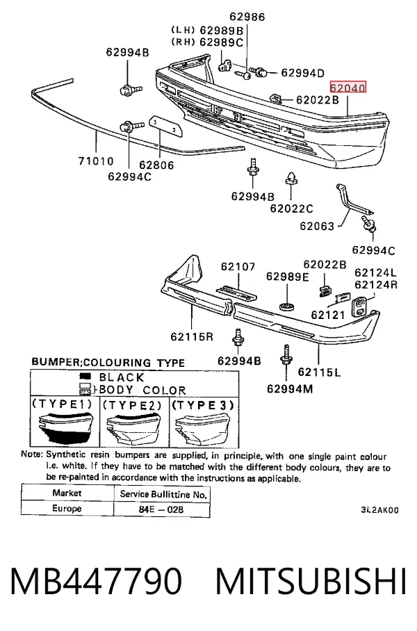 Pára-choque dianteiro MB447790 Mitsubishi