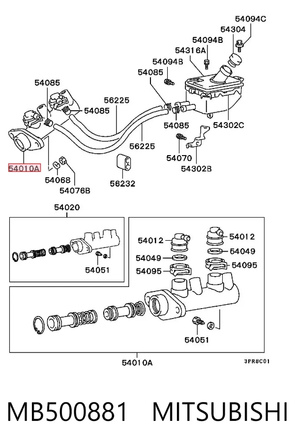 Cilindro mestre do freio MB500881 Mitsubishi
