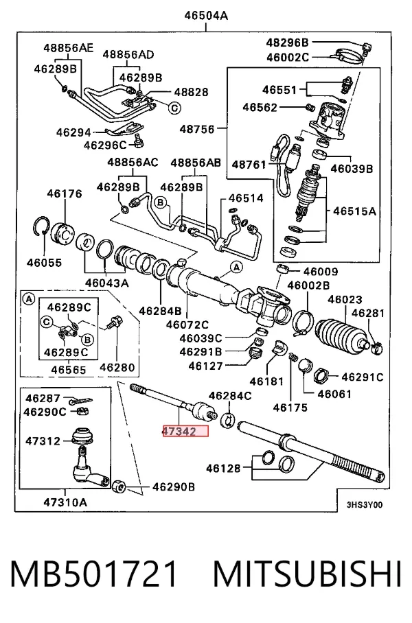 Tração de direção MB501721 Mitsubishi