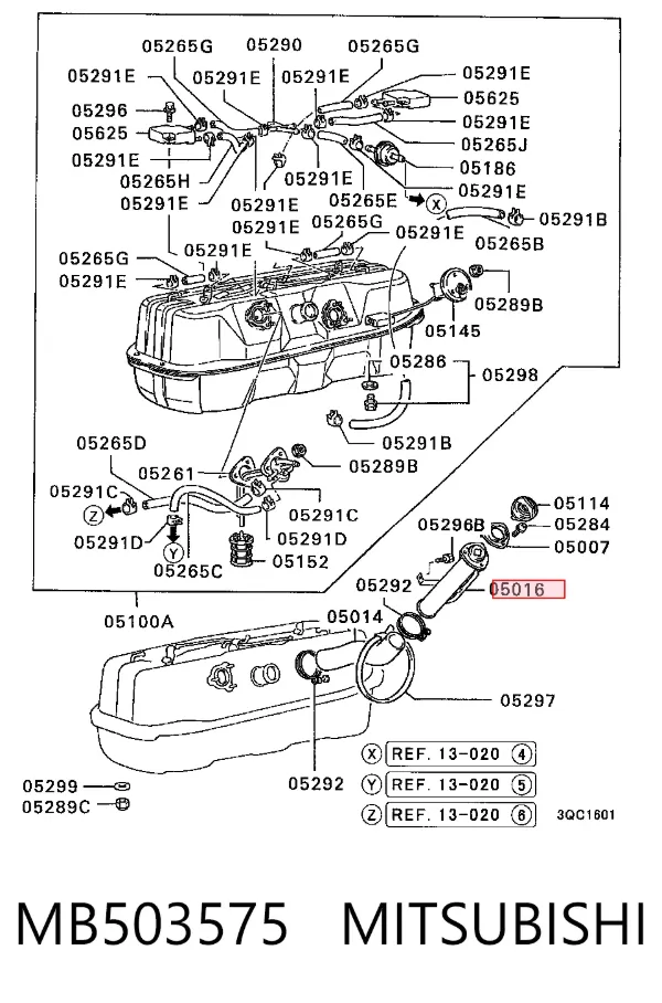 Gargalo de enchimento do tanque de combustível MB503575 Mitsubishi