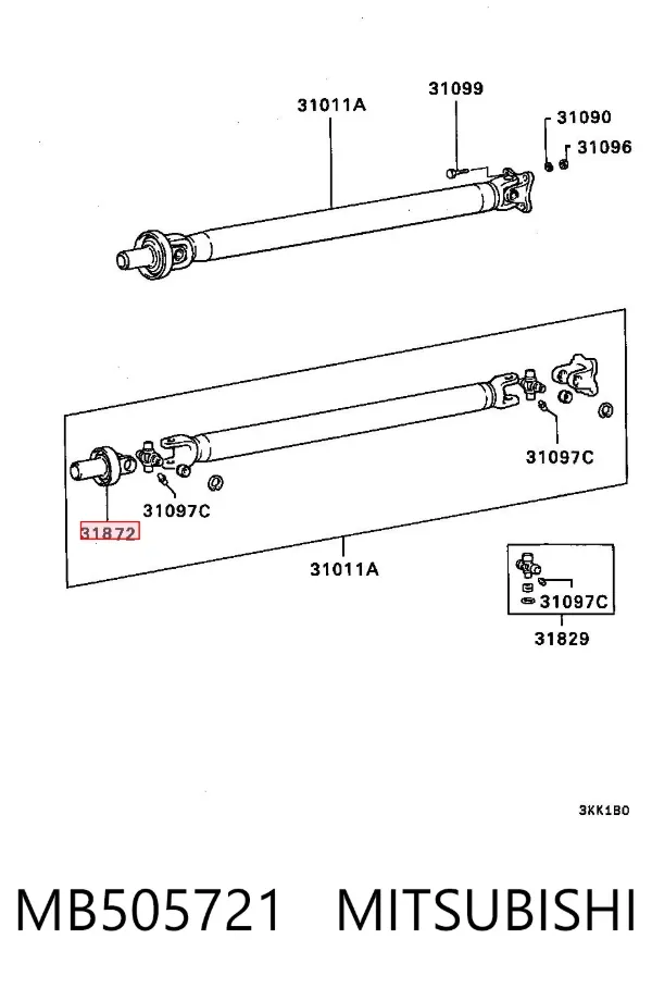 Forquilha dianteira da junta universal traseira MB505721 Mitsubishi