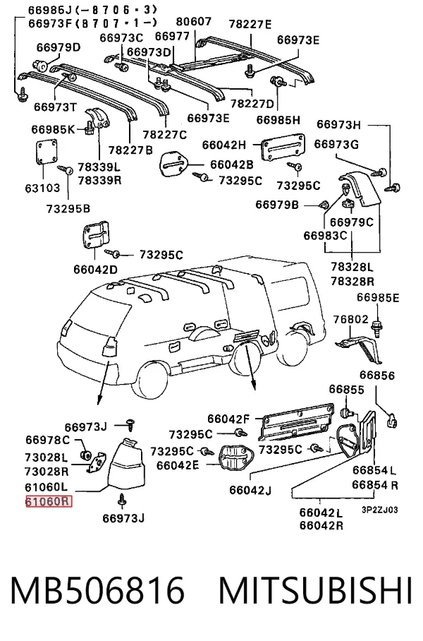 Pára-lama dianteiro direito MB506816 Mitsubishi