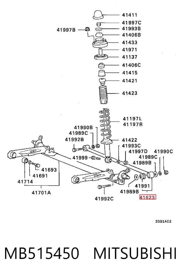 Barra transversal de suspensão traseira MB515450 Mitsubishi