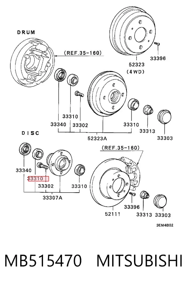 Rolamento de cubo traseiro MB515470 Mitsubishi
