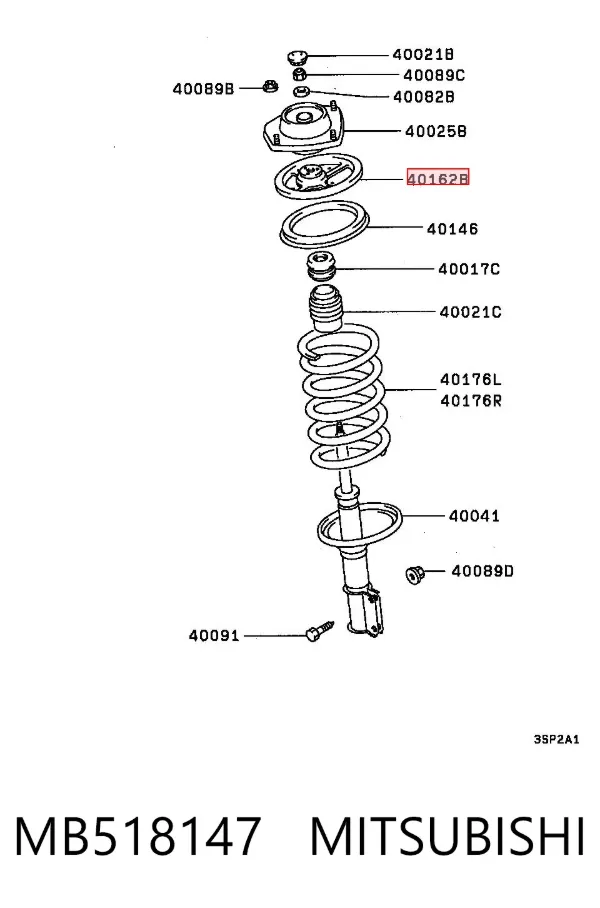 Copo de suporte superior de mola dianteira MB518147 Mitsubishi