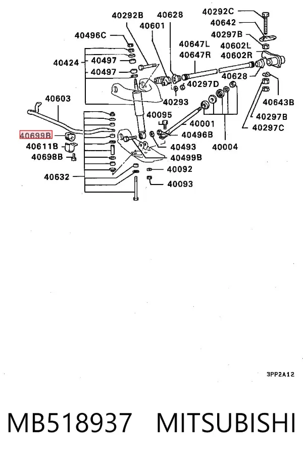 Bucha de estabilizador dianteiro MB518937 Mitsubishi