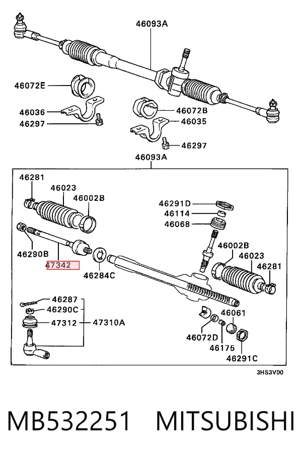 Tração de direção MB532251 Mitsubishi