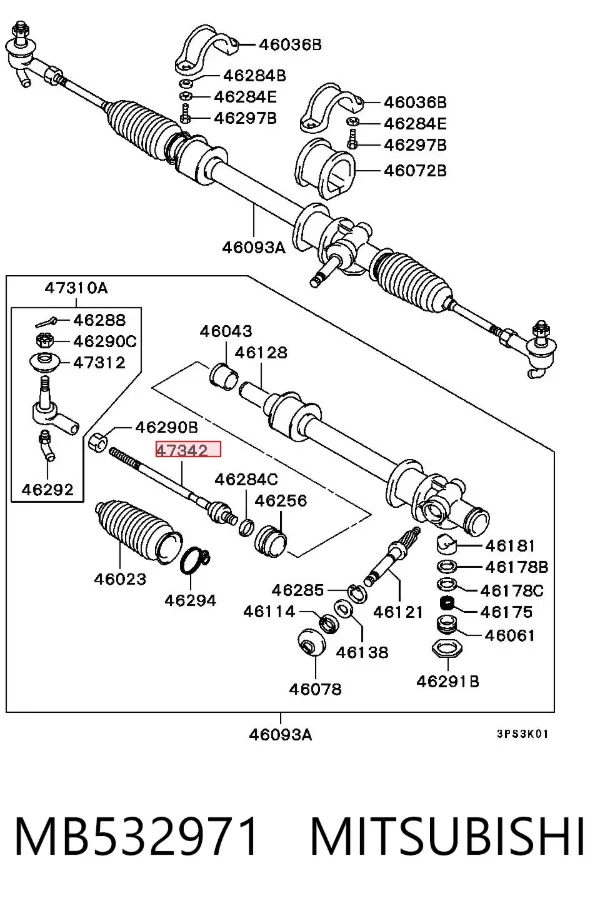 Tração de direção MB532971 Mitsubishi