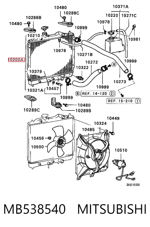 Radiador de esfriamento de motor MB538540 Mitsubishi