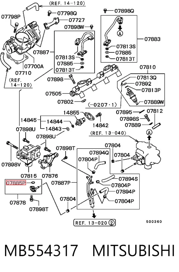 Vedante anular de tubo de combustível MB554317 Mitsubishi