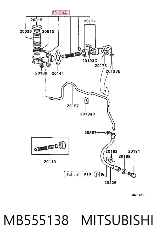 Cilindro mestre de embraiagem MB555138 Mitsubishi