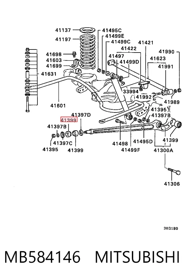 Bloco silencioso do braço oscilante inferior traseiro longitudinal MB584146 Mitsubishi