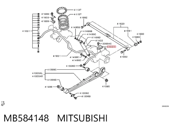 Grade de proteção da suspensão de lâminas traseira MB584148 Mitsubishi