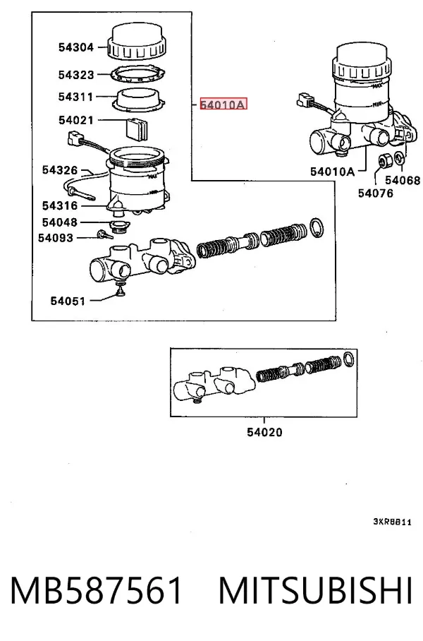 Cilindro mestre do freio MB587561 Mitsubishi