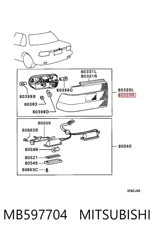 Lanterna traseira direita Mitsubishi Lancer IV