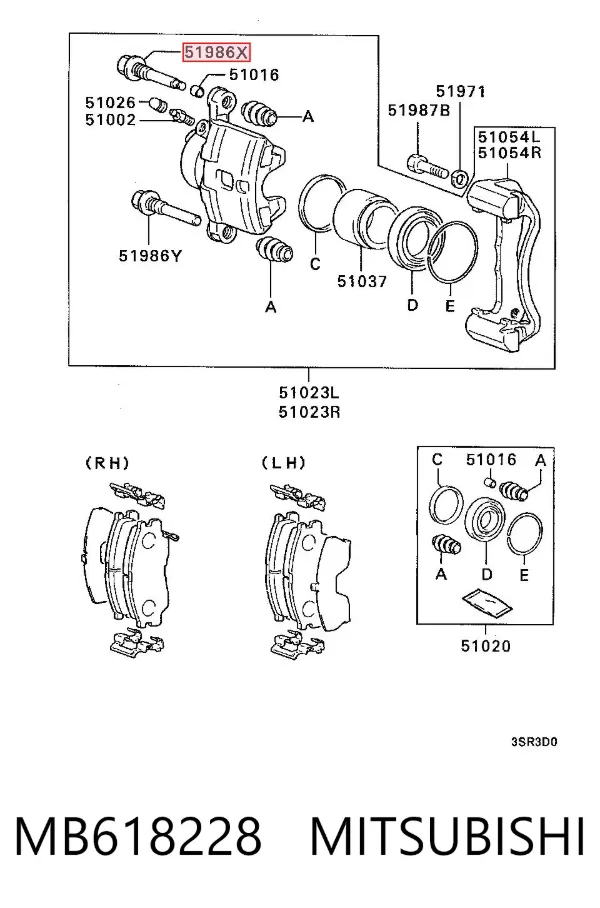 Guia superior de suporte dianteiro MB618228 Mitsubishi