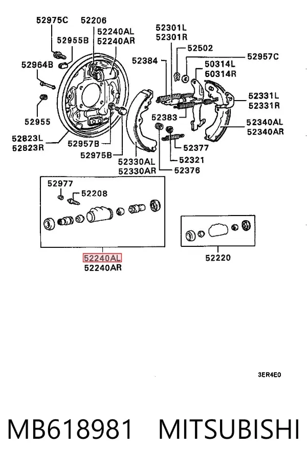 Cilindro traseiro do freio de rodas de trabalho MB618981 Mitsubishi