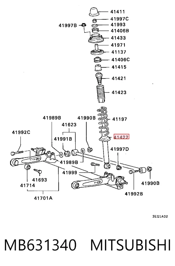 Amortecedor traseiro MB631340 Mitsubishi