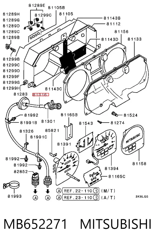 Cabo de acionamento de velocímetro MB652271 Mitsubishi