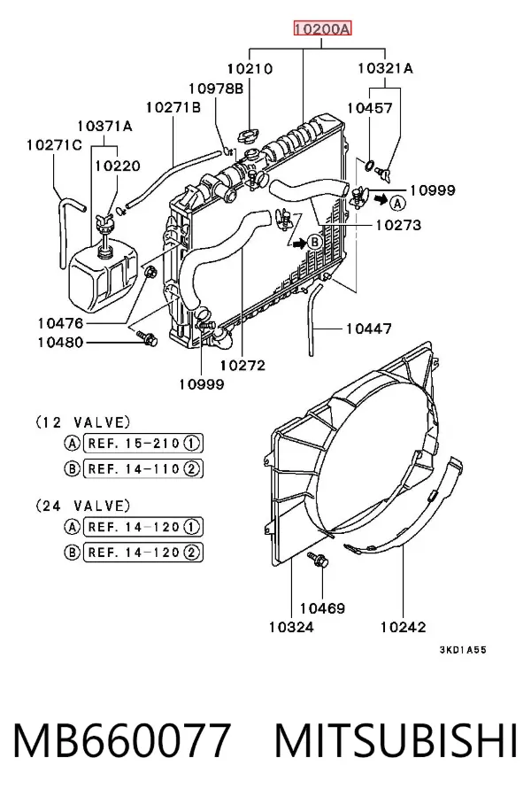 Radiador de esfriamento de motor MB660077 Mitsubishi