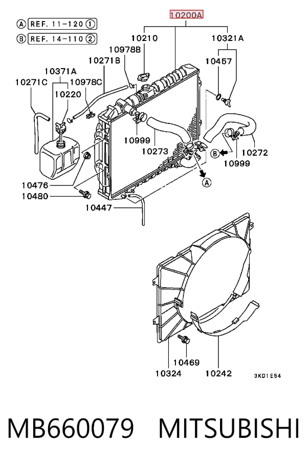 Radiador de esfriamento de motor MB660079 Mitsubishi