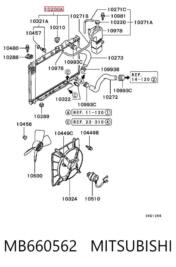 Radiador de esfriamento de motor MB660562 Mitsubishi