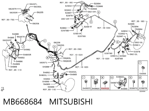 Braçadeira de tubo do freio MB668684 Mitsubishi
