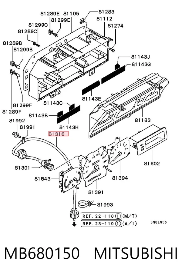 Cabo de acionamento de velocímetro MB680150 Mitsubishi