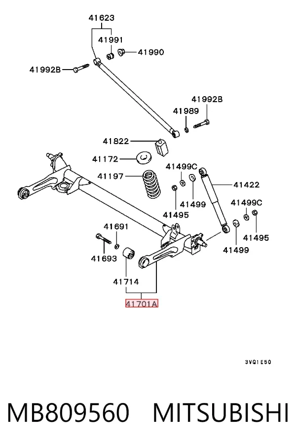 Viga de suspensão traseira (plataforma veicular) MB809560 Mitsubishi
