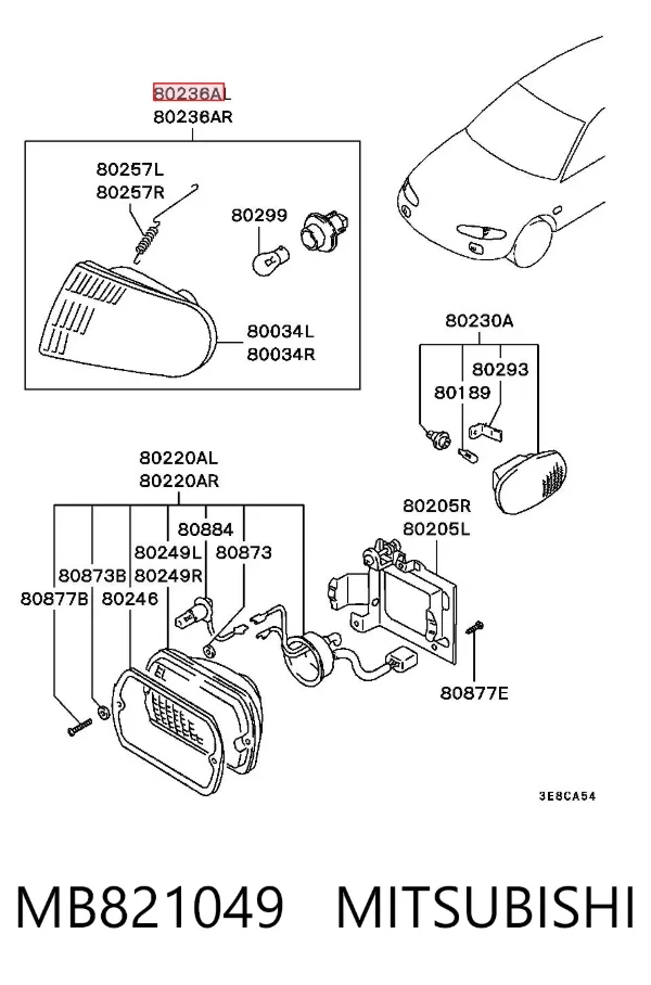 Pisca-pisca esquerdo MB821049 Mitsubishi