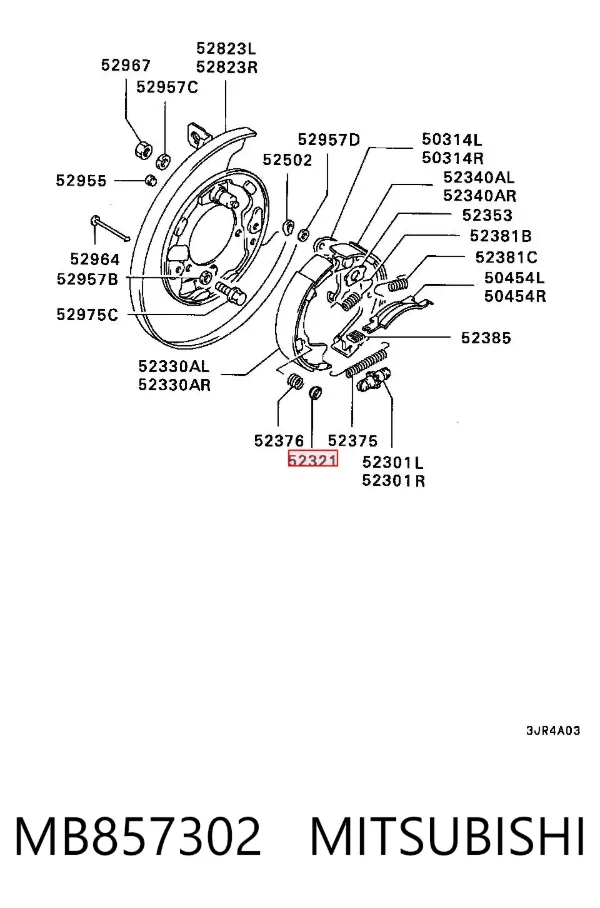 Kit de reparação das sapatas do freio MB857302 Mitsubishi