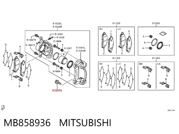 Parafuso do freio de suporte MB858936 Mitsubishi