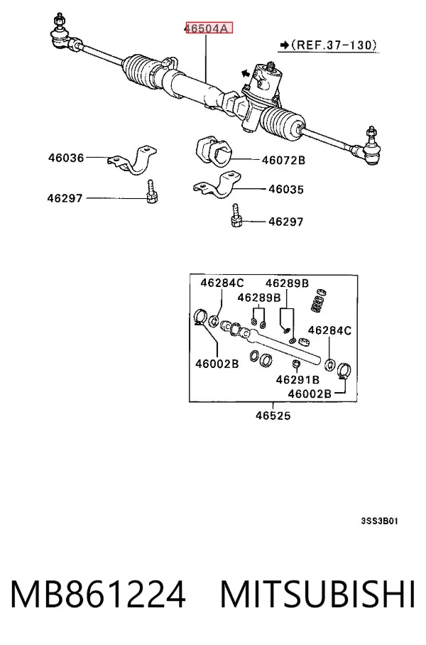 Cremalheira da direção MB861224 Mitsubishi