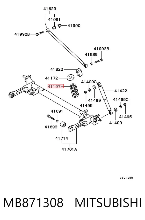 Mola traseira MB871308 Mitsubishi