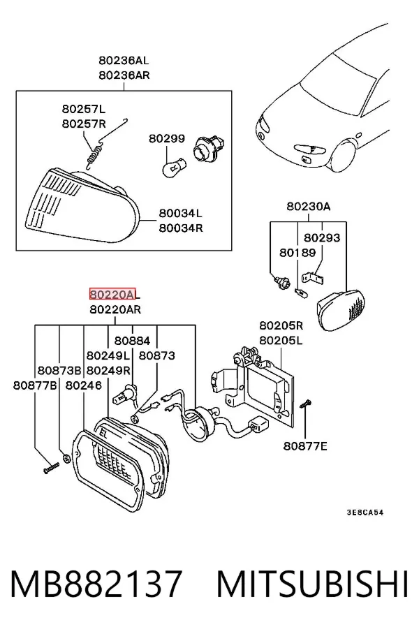 Luzes de nevoeiro esquerdas MB882137 Mitsubishi