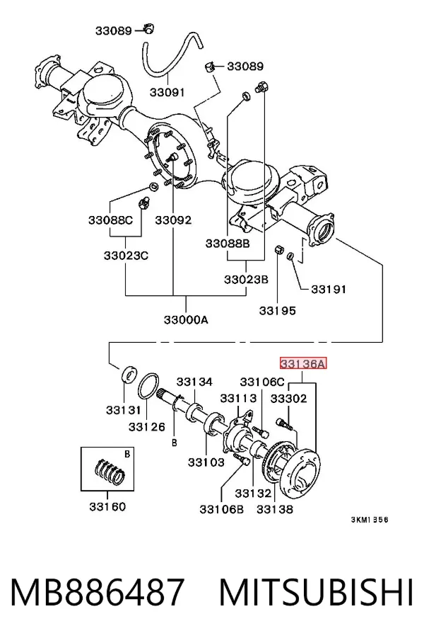 Semieixo traseiro MB886487 Mitsubishi