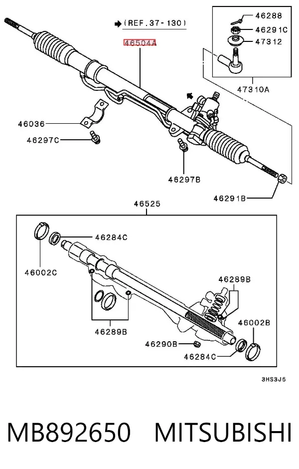 Cremalheira da direção MB892650 Mitsubishi