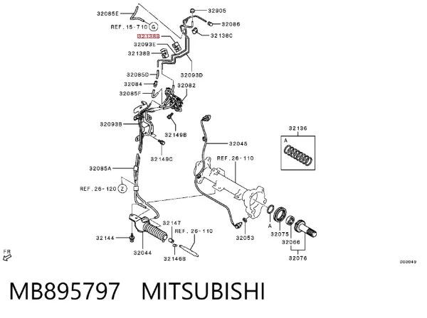 Braçadeira de tubo do freio MB895797 Mitsubishi
