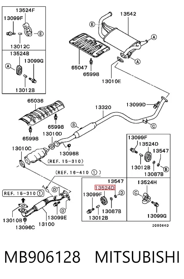 Coxim de fixação do silenciador MB906128 Mitsubishi