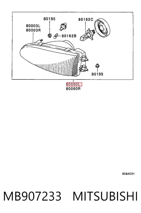 Luz esquerda MB907233 Mitsubishi