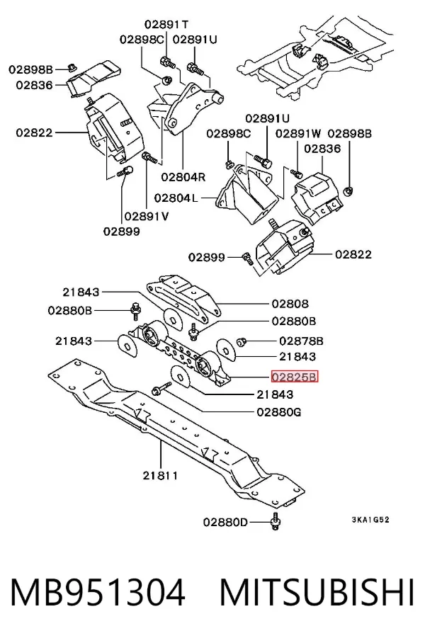 Coxim de transmissão (suporte da caixa de mudança) MB951304 Mitsubishi