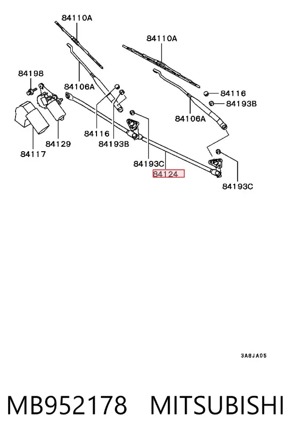Trapézio de limpador pára-brisas MB952178 Mitsubishi