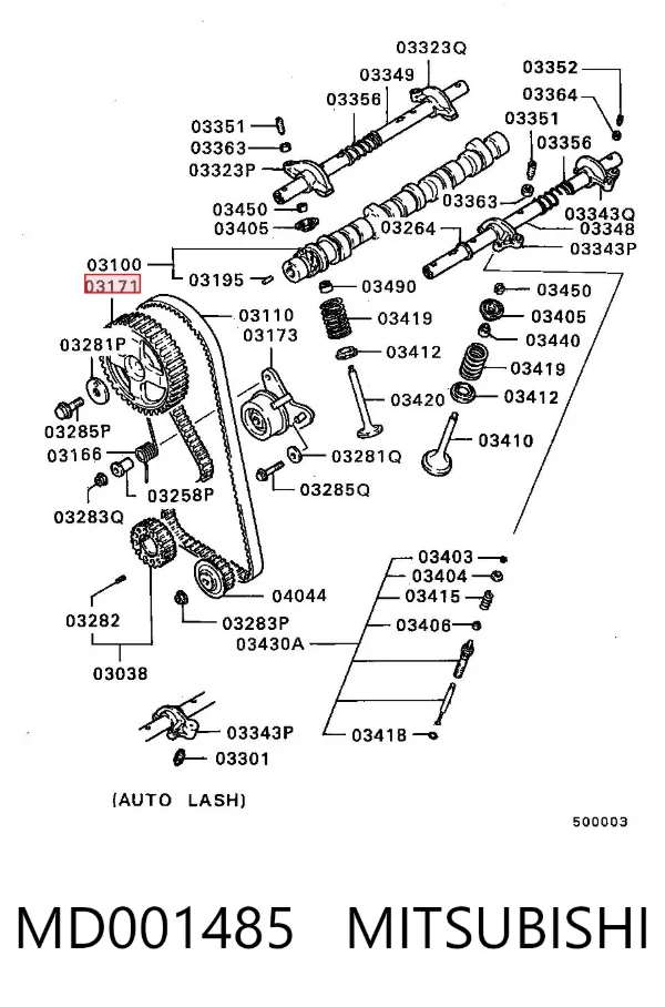 Engrenagem de cadeia da roda dentada da árvore distribuidora de motor MD001485 Mitsubishi