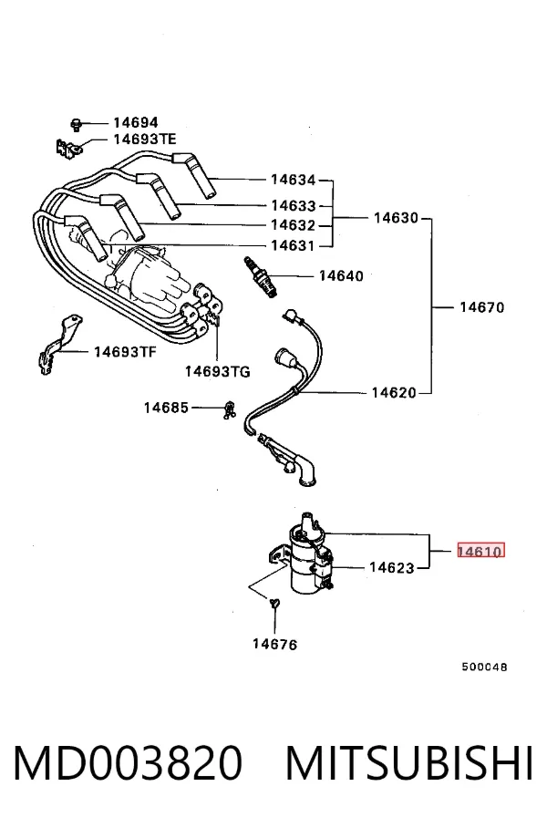 Bobina de ignição MD003820 Mitsubishi