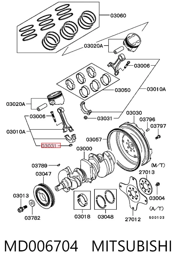 Porca de biela MD006704 Mitsubishi