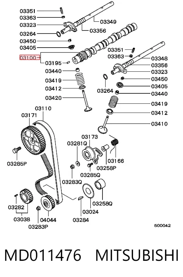 Árvore distribuidora de motor MD011476 Mitsubishi