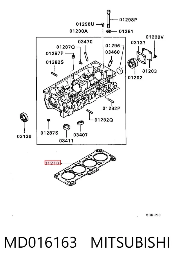 Vedante de cabeça de motor (CBC) MD016163 Mitsubishi